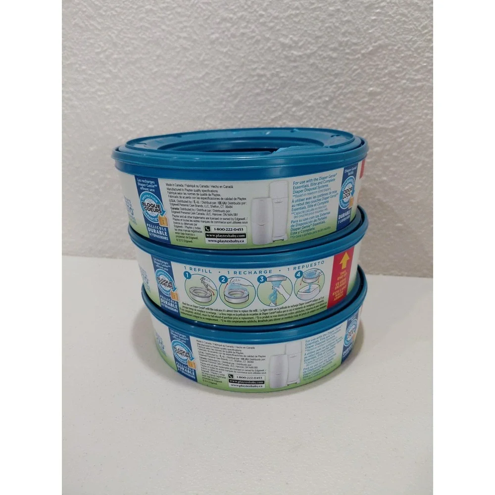 Playtex Diaper Genie Refills 3 Pack Odor Lock 7 Layer Holds 270 Diapers Each